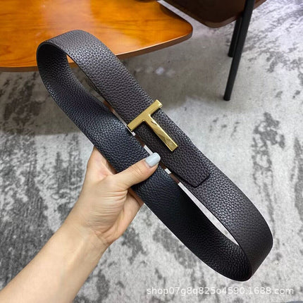 BelT LeTTer Buckle T-shaped BelT PanTs Men's Genuine LeaTher BelT Fashion Double-sided Cowhide Men's BelT Wholesale FacTory