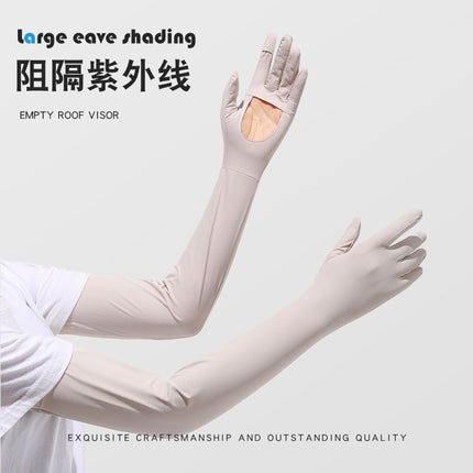 Summer Sunscreen Sleeve Women's Anti-UV Ice Silk Gloves Driving Sunshade Layered Arm Sleeve Outdoor Summer Thin