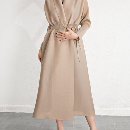 Casual Loose Shawl Coat for Women, Thin Autumn Ruched Casual Outerwear Cardigan, Extended Long Sleeve Trench Coat