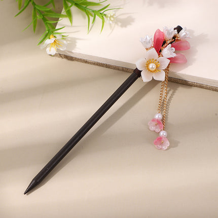 Antique Hairpin Tassel Step Wooden Hairpin Imitation Ebony Headwear Disc Hair Han Clothes Accessories Hair-pulled Ancient Clothes Hair Women
