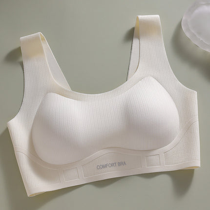 Striped Jelly Glue Underwear for Women with Wide Shoulder Straps, Nude Feeling, Anti-Sagging, Breast-Retracting Bra, Push-Up, No Rims, Can Be Shipped on Behalf of Others