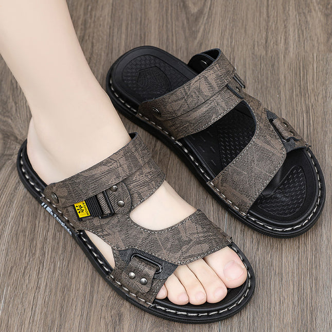 Sandals for Men, Summer Outdoor Wear, Wear-Resistant Beach Vietnamese Slippers, Dual-Purpose for Driving and Wading, Work Sandals