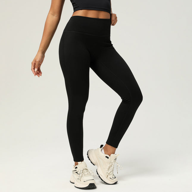 Autumn and Winter Thickened Composite Yoga Pants fleece-lined Tights Naked Elastic Sports Pants No T Line High Waist Hip Lifting Pants