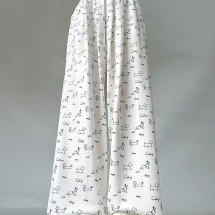 Ice Silk Wide-Leg Dog Pants for Women Summer 2025 New Style Loose Straight Student Casual Sun Protection Cool Pants for Women