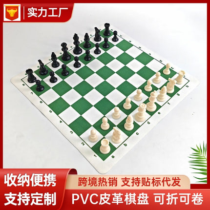 Cross-Border Chess Chess Pvc Leather Chess Board Chess Outdoor Foldableing Portable Kidsren's Chess Large Size Wholesale