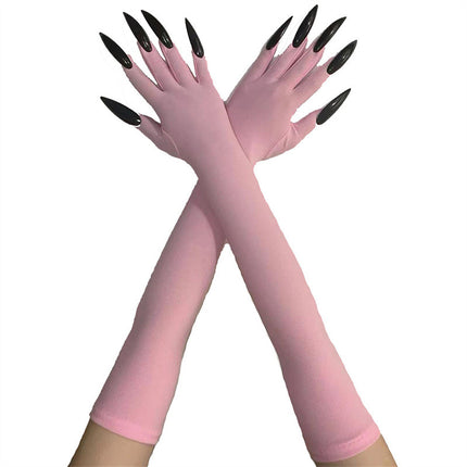 48cm European and American Fashion Halloween Gloves Long Nails Ghost Claw Gloves Long Performance Props Costume Black Red Claw