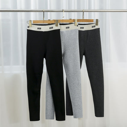 Yiwu winter fleece-lined thick pants women wear HB letters waist leggings warm slim leggings wholesale