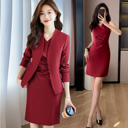 Fashion Suit suit Women's Autumn New High-end Feeling Temperament Goddess Fan Host Secretary White-collar Professional Dress