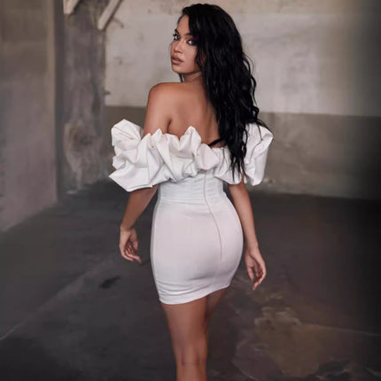 New Hot Selling Ebay Aliexpress Pure Color Tube Top Off-Shoulder Slim Dress
