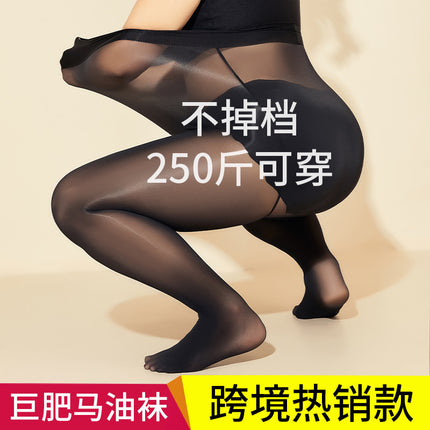 Large size 250kg horse oil socks cross-border black silk oil bright smooth oil stockings anti-hook silk high-grade pantyhose