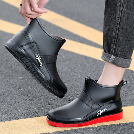 Summer Rain Boots, Short-Tube Men's Wading Boots, Fishing Boots, Medium-Short-Tube Night Reflective Strips, Rubber Shoes, Work Shoes, Labor Protection Shoes
