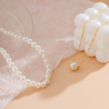 ins Style Double Layer Stacked Distinctive Design Pearl Necklace Light Luxury Simple Beaded European and American Cross-border Necklace
