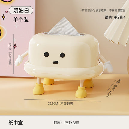 Desktop Tissue Box with High Aesthetic Appeal for Home Use, Stone-Like Bathroom Toilet Paper Holder with Built-In Spring, Large Capacity Tissue Box for Living Room