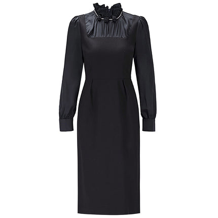 Zhili Spring Collection Women's Long Sleeve High-End Wine Red Floral Slim Fit Dress 2026 New Model