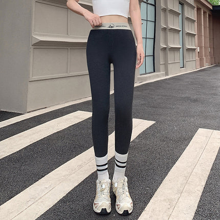 Autumn and Winter New Women's Leggings Swan Waist fleece-lined Thickened Tight Pants Warm Threaded Pants Pencil Leggings