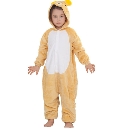 Autumn and Winter Flannel Children's Parent-Child Cartoon One-Piece Pajamas, Tigger Thickened Fabric Toilet Version