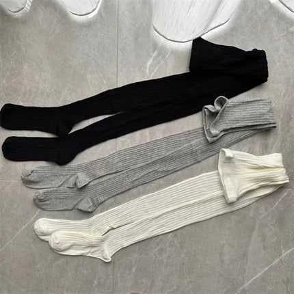 Autumn and Winter Fashion Vertical Stripe Leggings Cotton Warm Slim-fit Slimming Pantyhose All-match Simple Base Trendy Socks for Women