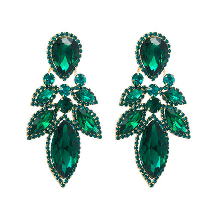 European and American high-end party earrings Women's Super flash fashion ins Wind alloy geometric earrings glass diamond earrings wholesale