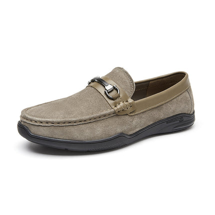 Doug Shoes Men's 2025 New Summer Breathable Genuine Leather Men's Shoes High-end Slip-on Soft Bottom Non-slip Driving Driver Shoes