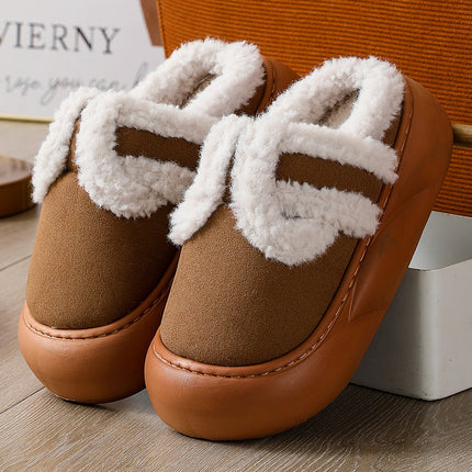 Furry Cotton Slippers for Women, Cartoon Style, Soft Sole, Suitable for Outdoor Wear, Warm, Non-Slip, Home Use, Velvet Material, Thick Sole for Winter