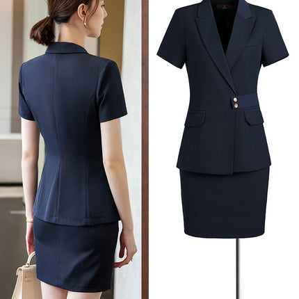 Short-sleeved professional suit suit women's summer high-end elegant hotel front desk manager work clothes beauty salon gold shop work clothes