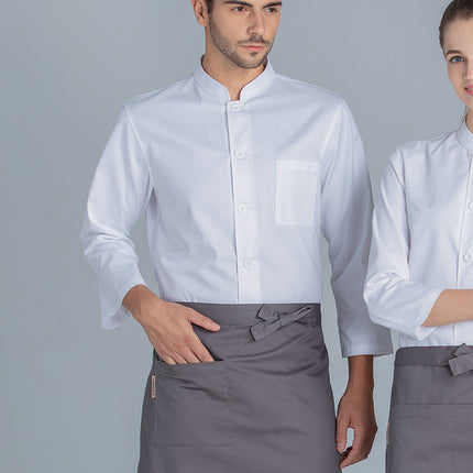 Teshemei Chef Uniform Men's Long-Sleeved Autumn Clothing Hotel Western Restaurant Kitchen Back Kitchen Manufacturer Wholesale Short-Sleeved