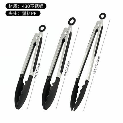 Silicone Clips for Kitchen Non-Stick Pans, Anti-Scalding and High Temperature Resistance, Household Barbecue and Steak Special Set, Stainless Steel Food Clips
