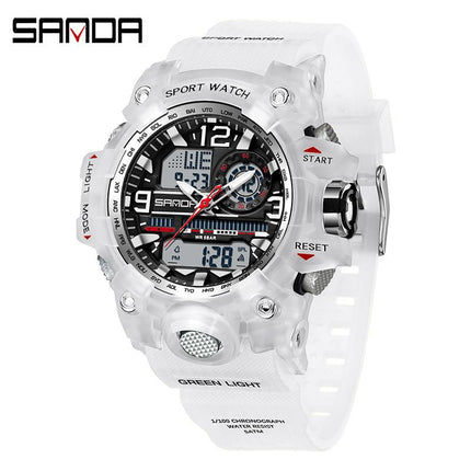 Sanda Hot-Selling Watch Korean Version Student Party Multi-Functional Waterproof Alarm Clock Electronic Watch Cool Dual Display Luminous Sports Watch