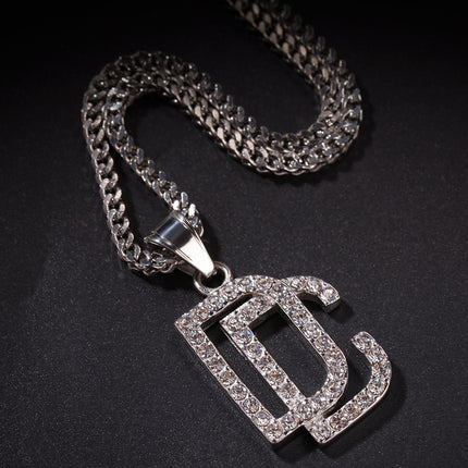 European and American Cross-border Hot Selling Stainless Steel Real Gold Electroplated Pouch Alphabetic Digital Hip Hop Trend Pendant Niche Jewelry