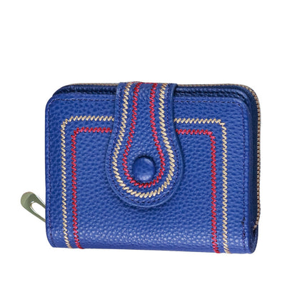 New Korean Style Women's Short Bag Zipper Buckle Wallet Pebbled Embroidered Solid Color Coin Purse Id Card Holder