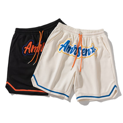 Men's Summer Sports Shorts Street Fashion Brand Mesh Basketball Oversize Design Loose Casual Straight-Leg Shorts