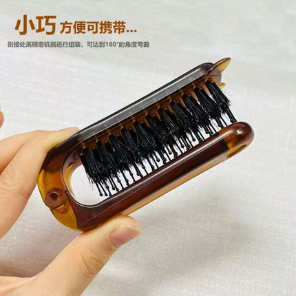 Amber Folding Comb Pig Mane Anti-static No Scalp Hair Comb Compact Portable Travel Comb