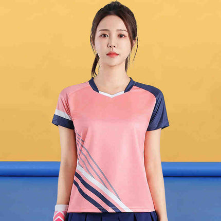 Badminton Clothing Top Men's Short-sleeved Quick-drying Women's Air Volleyball Competition Clothing Training Table Tennis Team Clothing Printing Summer