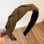 3#Dark coffee twist plaid headband