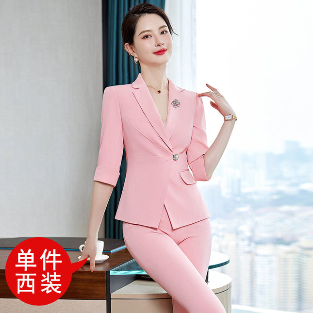 White high-end professional suit suit female summer temperament beautician beauty salon jewelry shop manager Front desk work clothes