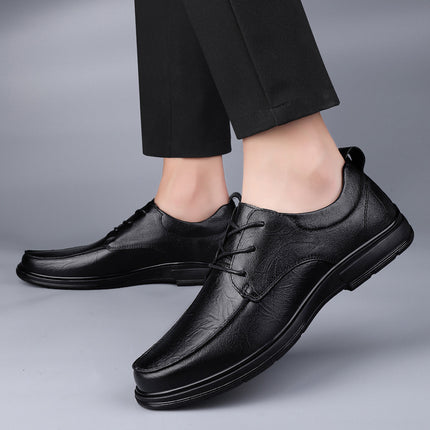2025 Autumn New Men's Leather Shoes Comfortable and Breathable Winter Fleece-Lined First Layer Cowhide Warm Leather Shoes Dad Shoes