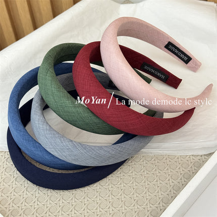 Vintage Versatile High-End Soft Fabric Headband Simple Elegant High Crown Sponge Headband Outdoor Hair Clip