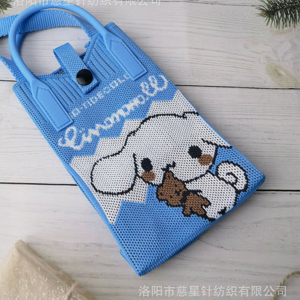 Girl's Heart-Shaped Knitted Crossbody Bag