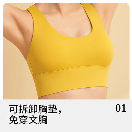 High-Elasticity, High-Strength Shock-Proof Sports Bra for Women with Removable Chest Pads and Hook-And-Eye Closure for Yoga and Fitness Jyt