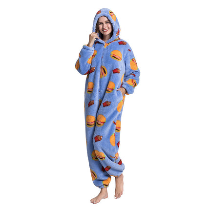 Mixed Wholesale Autumn and Winter Cotton Velvet Animal Cartoon Siamese Pajamas Thickened Men and Women Couple Home Clothes Tianma Adult