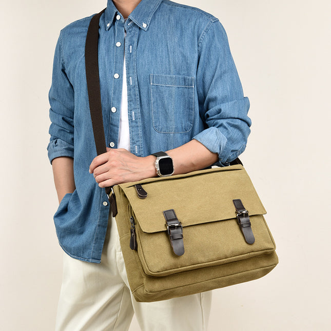 Korean Style Canvas Crossbody Bag Trendy Shoulder Bag Men's Large Capacity Student Computer Bag Camera Bag Large Factory Direct Sale