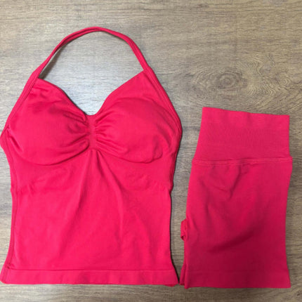 suit DF Amazon Explosions Shorts Small Bra High Elastic Superfine Extinction Nylon Hanging Neck Beauty Back Sports Vest