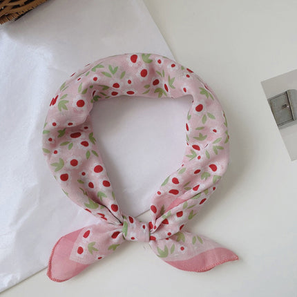 Soft Breathable Cotton Linen Small Square 58x 58cm New Artistic Printed Air Conditional Room Neck Protection Scarf Women