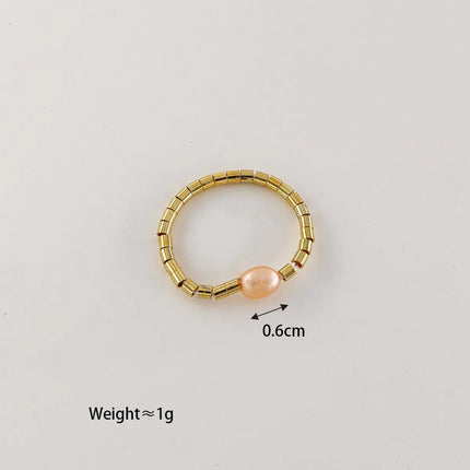 Ins Hand-Woven Natural Freshwater Pearl Bracelet Baroque Pearl Beaded Ring Set Color-Preserving Jewelry for Women