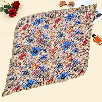 New wrinkled small square scarf female Korean imitation silk printed wrinkled small scarf Joker scarf decorative scarf wholesale