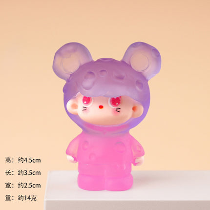 Luminous Cheese Mouse DIY Refrigerator Magnet Accessories Desktop Resin Ornaments Blind Box Blind Bag Keychain Pendant
