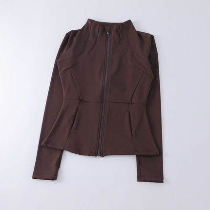 Yoga Clothing Women's Spring and Summer Vertical Collar Zipper Jacket Slim-fit Sun Protection Slimming Long-sleeved High-end Running Sports Fitness Top