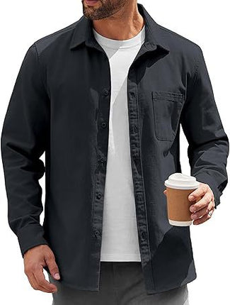 2024 Amazon Hot Sale Men's Light Button-Up Shirt Jacket Casual Jacket Inch Shirt Cotton Jacket