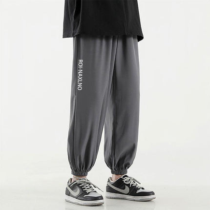 Ice Silk Men's Thin Stretch Casual Pants Summer Loose Sports Quick-Dry Versatile Trendy Air Conditioning Pants