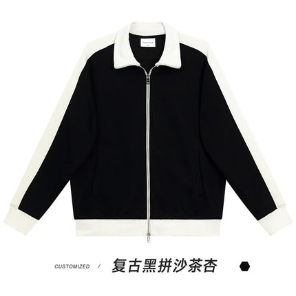 wine red 380g blockbuster fashion brand zipper cardigan coat autumn and winter color matching long sleeve solid color basic stand collar sweater men